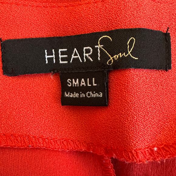 Heart Soul Mini Dress Womens S Blood Orange Tiered Ruffle Sleeve Boho Modest - Picture 4 of 5
